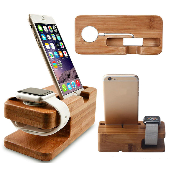 Bamboo Wood Charger Stand Holder for iPhone