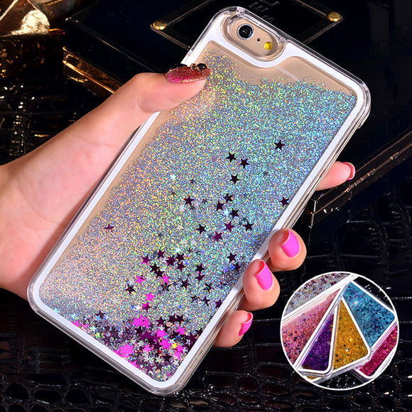 NEW Luxury Glitter Liquid Sand Quicksand Star Case for iphone 4 4S 5 5S SE 6 6S 7 8 Plus X 10 Transparent Clear Hard Cover