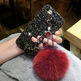 Glitter Luxury Fox Fur Ball Fancy iPhone Cover Case