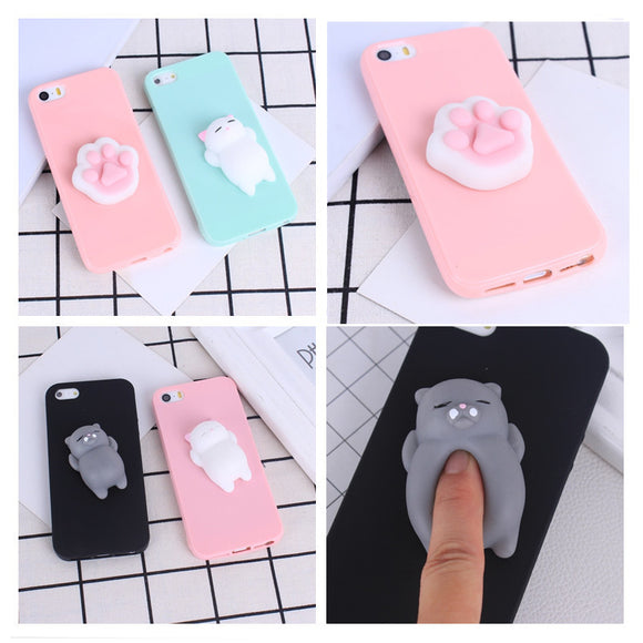 Phone Case for iPhone 6 6S 3D Cute Soft Silicone Squishy Cat Fundas for iPhone 6 6S 7 7 Plus 5 5S Cover Sleeping Kitty Coque