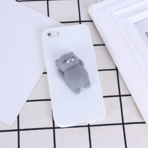 Phone Case for iPhone 6 6S 3D Cute Soft Silicone Squishy Cat Fundas for iPhone 6 6S 7 7 Plus 5 5S Cover Sleeping Kitty Coque