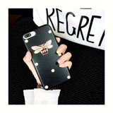 Luxury Leather 3D Metal Bee Pearl Phone Cases For iphone 7 PU Material Fashion Fundas For iPhone 7 6 6S Plus 7P Back Cover Coque