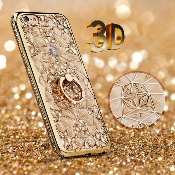 Gold Plating Case 3D Rugged Flower Phone Case For iPhone