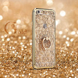 Gold Plating Case 3D Rugged Flower Phone Case For iPhone