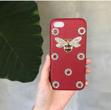 Luxury Leather 3D Metal Bee Pearl Phone Cases For iphone 7 PU Material Fashion Fundas For iPhone 7 6 6S Plus 7P Back Cover Coque