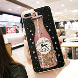 Ollivan girls bottle quicksand case for iphone 7 case silicone TPU PC Dynamic liquid glitter cover for iphone 6 6s 7 plus fundas