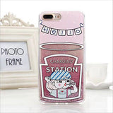 Ollivan girls bottle quicksand case for iphone 7 case silicone TPU PC Dynamic liquid glitter cover for iphone 6 6s 7 plus fundas