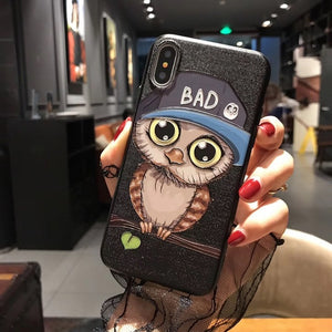 New Fashion 3D Relief Phone Case For iPhone 8  8Plus 7 7 Plus Luxury Pattern Cartoon Owl  Back Case Cover For iPhone X 6 6S Plus