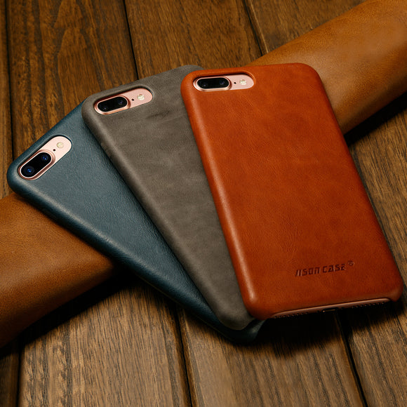 Jisoncase Original Leather Case for iPhone 8 8 Plus Case Cover Genuine Leather Luxury Slim Back Cover for iPhone 7 7 Plus Capas