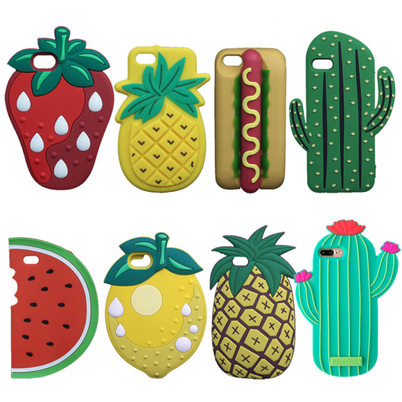 3D Cartoon Fruit And Cactus Plant iPhone Cover Case