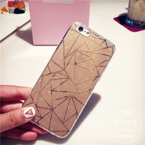 Glitter Powder Silver Rhombus Soft iPhone Cover Case