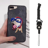 Cute Pet Embroidery iPhone Cover Case
