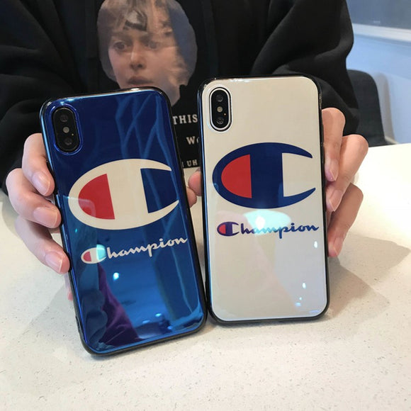New Fashion USA street Japan tide champion brand Blu-ray laser Soft Case For iphone 10 X 8 8plus 7 7plus 6 6s plus cover coque