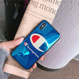 New Fashion USA street Japan tide champion brand Blu-ray laser Soft Case For iphone 10 X 8 8plus 7 7plus 6 6s plus cover coque