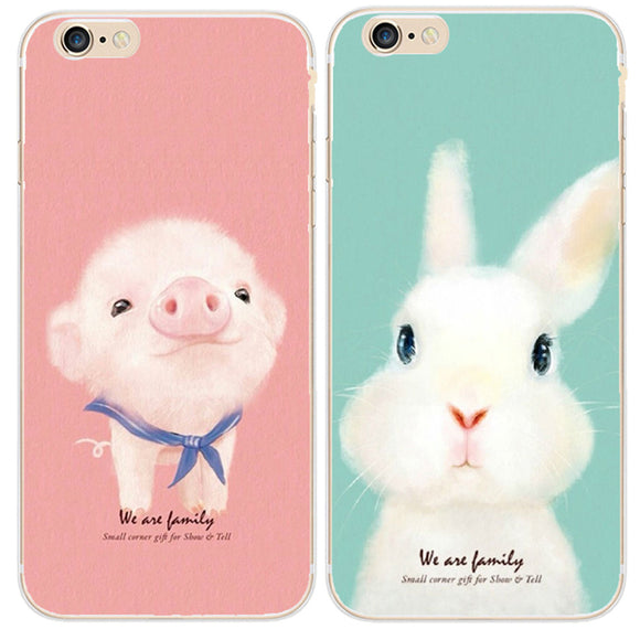 RUICCASE Lovely Cartoon Animal Dog Pig Rabbit Case For Apple iPhone 8 X 7 6 6S Plus 5 5S SE Phone Cases Fashion Hard PC Cover