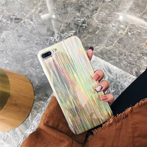 Luxury Rainbow Glitter Phone Case For iPhone 8 X Cool Laser Colorful Shining Case For iphone 7 6 6S Plus Soft TPU Silicone Cover