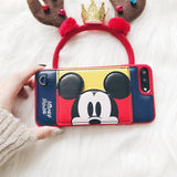 New 3D Bracket Stitch Minnie Mickey Wallet leather cover case for iphone 6 S plus 7 7plus 8 8plus X Winnie Hold card phone cases