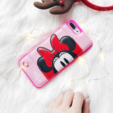 New 3D Bracket Stitch Minnie Mickey Wallet leather cover case for iphone 6 S plus 7 7plus 8 8plus X Winnie Hold card phone cases