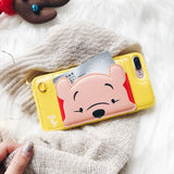 New 3D Bracket Stitch Minnie Mickey Wallet leather cover case for iphone 6 S plus 7 7plus 8 8plus X Winnie Hold card phone cases