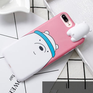 3D Cute Cartoon "We Bare Bears brothers funny toys" iPhone Cover Case