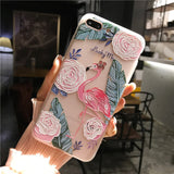iPWSOO Cartoon Relief Unicorn For iPhone 6 6s 7 8 Plus X Phone Case Fashion Flamingo Cactus Soft TPU Shell For iPhone 8 Cover