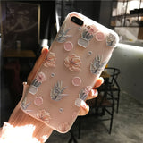 iPWSOO Cartoon Relief Unicorn For iPhone 6 6s 7 8 Plus X Phone Case Fashion Flamingo Cactus Soft TPU Shell For iPhone 8 Cover