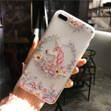 iPWSOO Cartoon Relief Unicorn For iPhone 6 6s 7 8 Plus X Phone Case Fashion Flamingo Cactus Soft TPU Shell For iPhone 8 Cover
