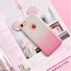 3D Glitter Minnie Mickey Mouse Ears iPhone Cover Case