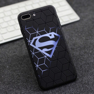 Man Series Coque For Apple iPhone X 6 6S 7 8 Plus Batman Superman Ironman Spiderman Captain American Soft TPU Relief Cover Cases