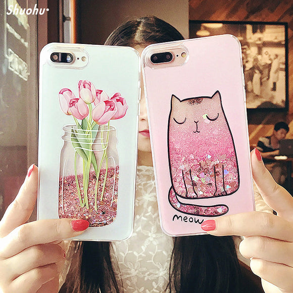 Luxury Cartoon Liquid Glitter Case for iPhone