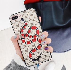 New 2018 Luxury Snake Bees designer Cover Case soft silicone original for iphone x 8 8plus 6 6s plus 7 7Plus couple gift cover