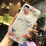 NFH Fashion 3D White Flower Paint Phone Case sFor iPhone 8 X Vintage Soft TPU Back Cover Cases Coque For iPhone7 8 6 6s Plus 5s