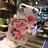 NFH Fashion 3D White Flower Paint Phone Case sFor iPhone 8 X Vintage Soft TPU Back Cover Cases Coque For iPhone7 8 6 6s Plus 5s