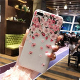 NFH Fashion 3D White Flower Paint Phone Case sFor iPhone 8 X Vintage Soft TPU Back Cover Cases Coque For iPhone7 8 6 6s Plus 5s