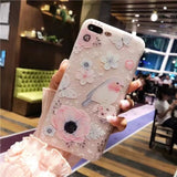 NFH Fashion 3D White Flower Paint Phone Case sFor iPhone 8 X Vintage Soft TPU Back Cover Cases Coque For iPhone7 8 6 6s Plus 5s