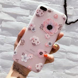 NFH Fashion 3D White Flower Paint Phone Case sFor iPhone 8 X Vintage Soft TPU Back Cover Cases Coque For iPhone7 8 6 6s Plus 5s