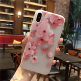 NFH Fashion 3D White Flower Paint Phone Case sFor iPhone 8 X Vintage Soft TPU Back Cover Cases Coque For iPhone7 8 6 6s Plus 5s