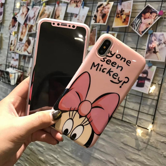 New Shell + Membrane Suit Cartoon Mickey Minnie For iphone X Case Soft silicone Cover For iphone 6S 7 8 Plus Phone Case Coque