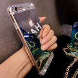 Luxury Rhinestone diamond Shiny Gold Silver Tpu Mirror Case Cover For Iphone 6 6s Plus 5 5S Se 4 4s 7 7 Plus 8 Plus X Case Cover