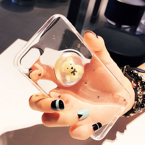 3D Cute Bear Liquid Ball Phone Case for iPhone