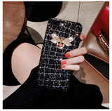 Luxury Leather 3D Metal Bee Pearl Phone Cases For iphone 7 PU Material Fashion Fundas For iPhone 7 6 6S Plus 7P Back Cover Coque