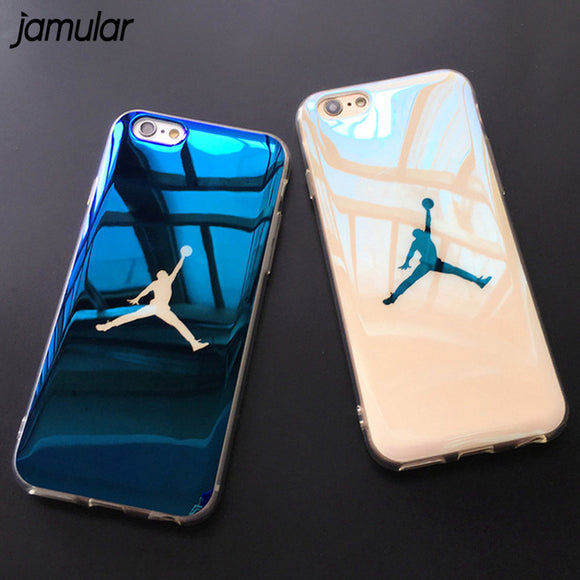 JAMULAR Flyman Jordan Case Cover for iPhone 7 6 6s Sport Blue-ray Soft Rubber Case for iphone X 8 7 Plus Protective Funda Coque