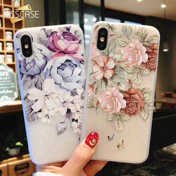3D Relief Floral Phone Case For iPhone