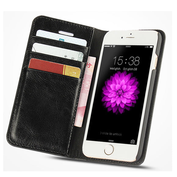 Luxury PU Leather Saddle Flip Wallet iPhone Cover Case