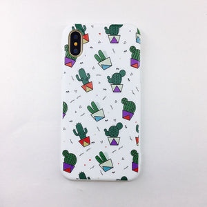 Leaf and Cactus Plants Print iPhone Cover Case
