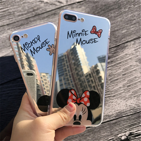 Original Cute Cartoon Minnie Mirror Silicone Cases for iPhone X 6 6s Case TPU Mickey Mouse Case for iPhone 7 8 5 5s SE Case