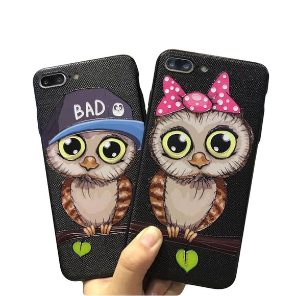 New Fashion 3D Relief Phone Case For iPhone 8  8Plus 7 7 Plus Luxury Pattern Cartoon Owl  Back Case Cover For iPhone X 6 6S Plus