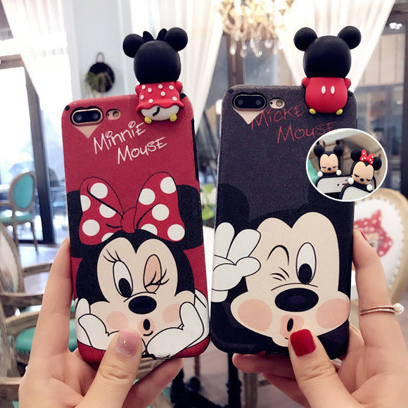 3D Cartoon Mickey Minnie Mouse iPhone Cover Capa Funda Case