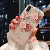 3D Flower Emboss iPhone Cover Case