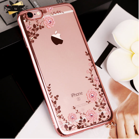Bling Floral Silicon Case For iPhone